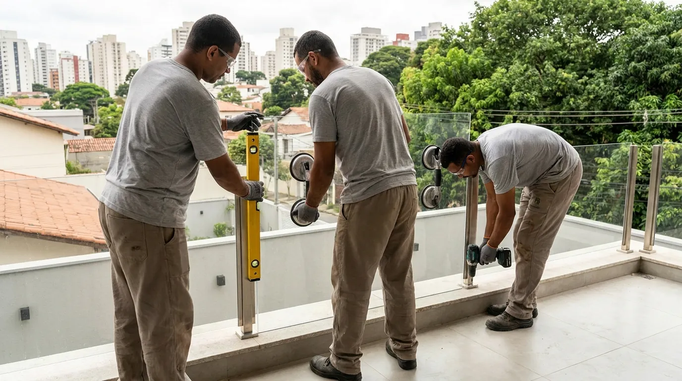 Guarda-Corpo de Vidro para Sacada em Santos‑SP